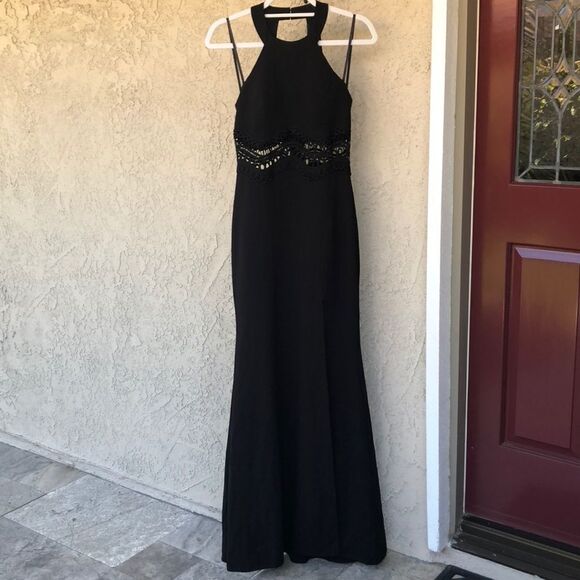 Sequin Hearts Black Floor length Dress Sz 5 - Picture 3 of 13